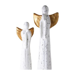 Transpac Paper Pulp Angels Gold Wings Set of 2 Decorative Figurines for Christmas Tabletop Decor and Gift Giving - 1 of 1
