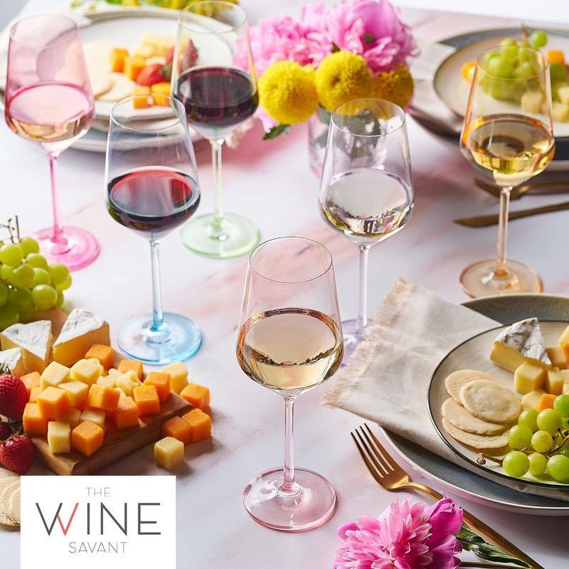 The Wine Savant Italian Colored Crystal Wine Glasses, Perfect for All Celebrations, Unique Style & Home Decor - 6 pk, 2 of 7