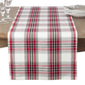 Green Red And Orange Plaid Table Runner - Saro Lifestyle