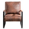 Grungis Leather/Microfiber/Velvet Accent Chair - Reinforced Metal Frame, Thick Padded Cushion, Square Armrests,Arm Chair for Bedroom,Reading Room - 3 of 4
