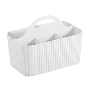 4-Section Fluted Storage Caddy Organizer with Handle - White - 1 of 4