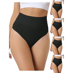 Allegra K Women's High-Waisted Invisible Stretchy Comfortable Thongs Multicolored - 1 of 4