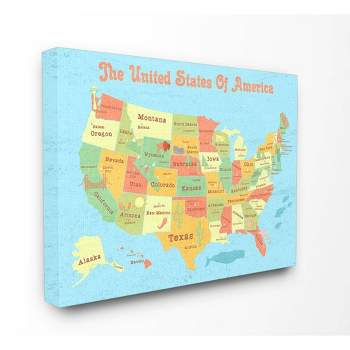 16"x1.5"x20" United States of America Usa Kids' Map Stretched Canvas Wall Art - Stupell Industries
