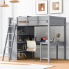 NicBex Full Size Loft Bed with Desk Pine Bed Frame with Shelves, Inclined Ladder and Full Length Guardrail, No Box Spring Required - 2 of 4