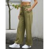Clearlove Womens Linen Wide Leg Pants High Waist Palazzo Tie Knot Flowy Trousers Lounge Pants with Pockets - 3 of 4