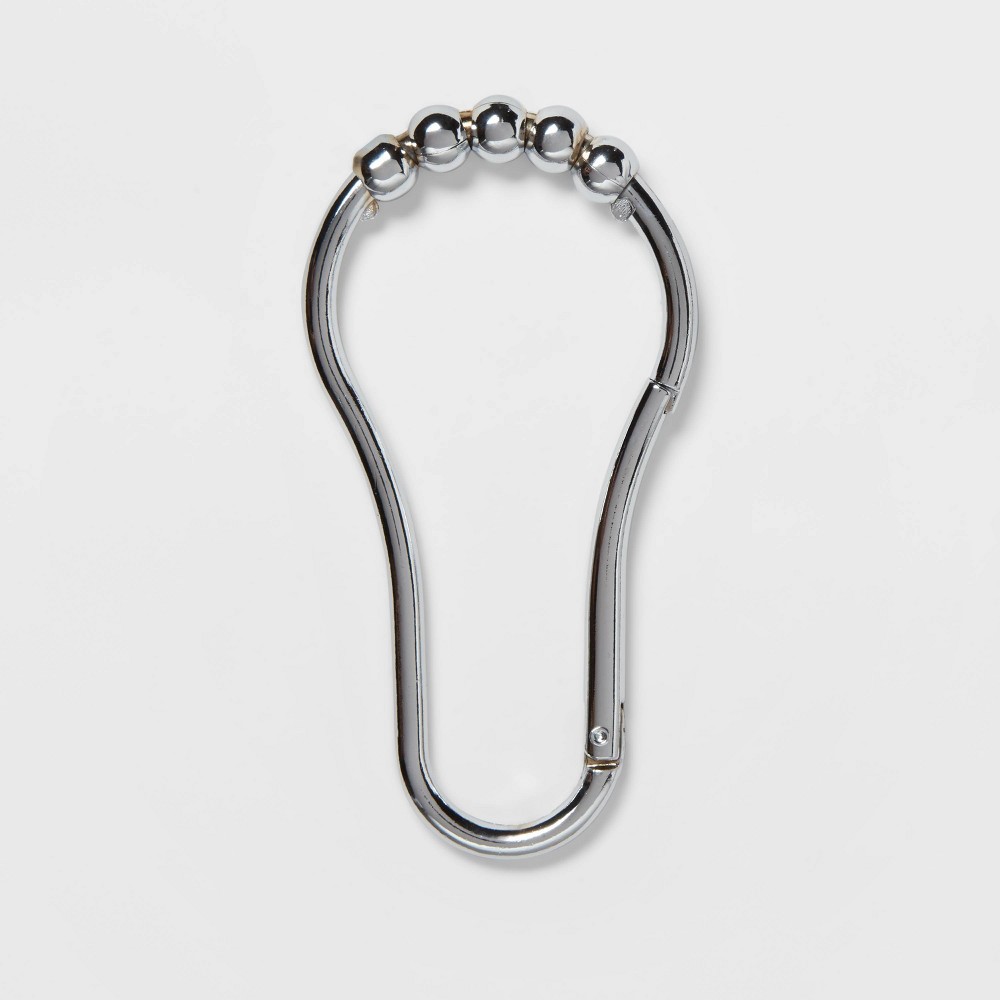 Photos - Other Bathroom Accessories V Hook Shower Curtain Rings Chrome - Threshold™: Zinc Alloy, Chrome-Plated