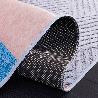 3' x 5' Blue and Beige Abstract Synthetic Area Rug