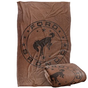 Kids' Ford Vintage Bronco Leather Logo Silky Touch Blanket White 36X58 - 1 of 4