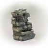 13" Resin Waterfall Tabletop Fountain with LED Lights Gray - Alpine Corporation: Indoor Sculptural Fountain, Electric Powered, 2 Basins - 4 of 4