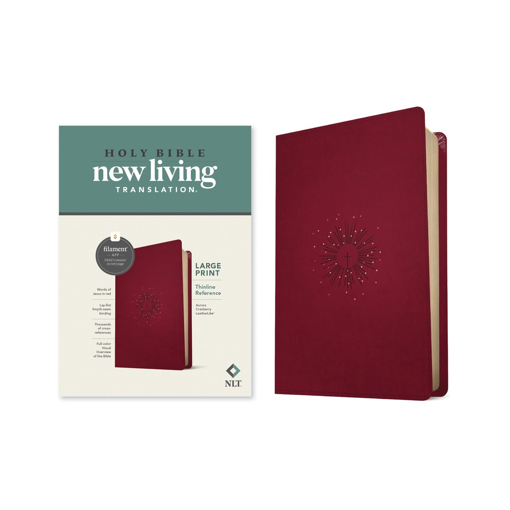 NLT Large Print Thinline Reference Bible, Filament Enabled Edition (Red Letter, Leatherlike, Berry) - (Leather Bound)