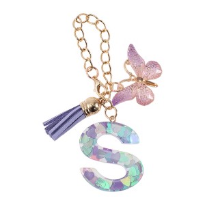 Unique Bargains Heart Sequin Letter S Butterfly Tassel Water Cup Pendant Purple 1 Pc - 1 of 4