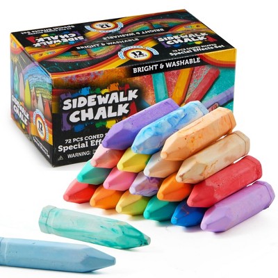 Joyfy 72 Pcs Washable Sidewalk Chalk Set, 18 Vibrant Colors, Including Tie-Dye, Glitter & Neon Colors – School Supplies & Ideal Gift for Kids Age 3+