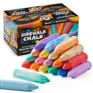Joyfy 72 Pcs Washable Sidewalk Chalk Set, 18 Vibrant Colors, Including Tie-Dye, Glitter & Neon Colors – School Supplies & Ideal Gift for Kids Age 3+ - 1 of 4