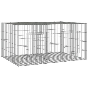 vidaXL Rabbit Cage - 2-Panel Hutch Playpen - Galvanized Iron, Silver - 43.3"x31.1"x21.3" - 1 of 4