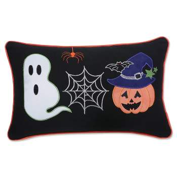 12"x19" Indoor Halloween Boo Friends Black Rectangular Throw Pillow Cover  - Pillow Perfect