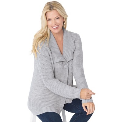 Woman Within Plus Size Shawl Collar Shaker Sweater