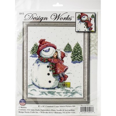 Design Works Counted Cross Stitch Kit 8"X10"-Red Hat Snowman (14 Count)