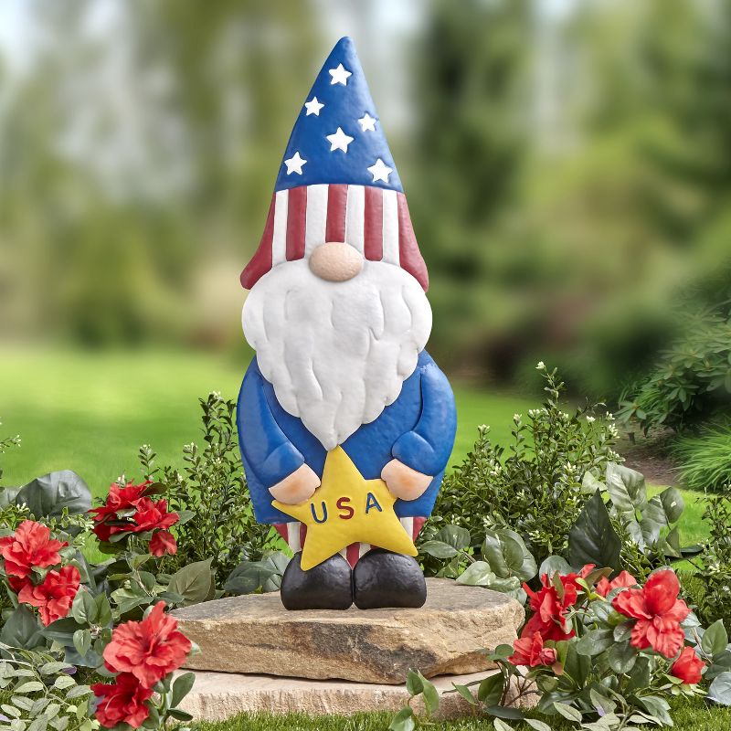The Lakeside Collection Patriotic Metal Garden Gnome Decoration with Rear Support Stand, 3 of 9