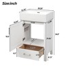 CAVINAS Bathroom Vanity with Ceramic Sink and Ample Storage,Modern Freestanding Bathroom Vanity with Frosted Glass Doors - 3 of 4
