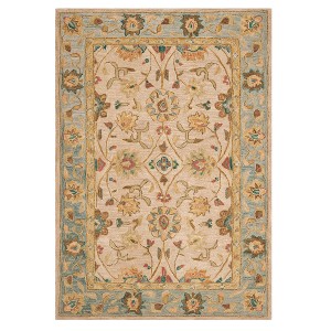 Ivory/Blue Floral Tufted Accent Rug 4