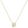 Silver Round-Cut Diamond Bezel Pendant Necklace - 3 of 4