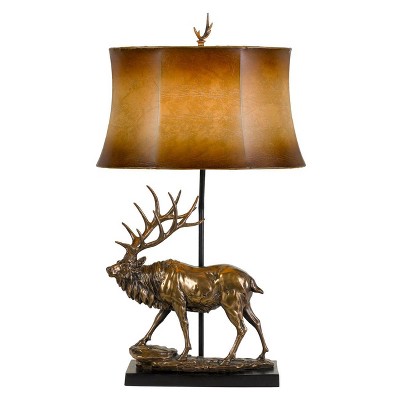 31.33" Deer Resin Table Lamp with Leatherette Shade Bronze - Cal Lighting