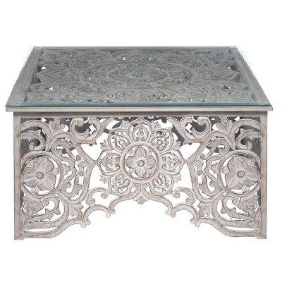 Mediterranean Wood Coffee Table White - Olivia & May