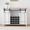 47-Inch White Wine Bar Cabinet with Sliding Barn Door, Sideboard with 16-Bottle Storage - 2 of 4