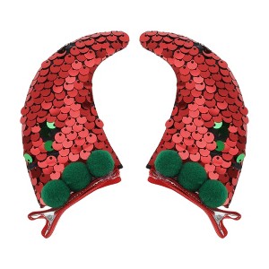 Unique Bargains Christmas Santa Hat Hair Clips for Christmas 2.17"x1.18"x3.54" 1 Pair - 1 of 4