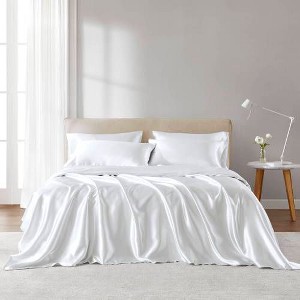 Sapphtopaz 4 PCS/6 PCS/7 PCS Comforter Set,Bed Set with 1 Flat Sheet,1/2 Fitted Sheet,2/4 Pillowcase,Luxury Satin Sheet Set Machine Washable - 1 of 4