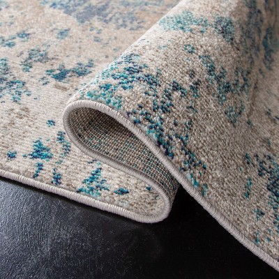 Madison Blue and Grey 8' Square Synthetic Abstract Rug