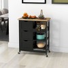 Okak Modern Kitchen Island with Wooden Top, Kitchen Cart with 3 Drawers and 3 Shelves, Countertop Organizer for Dining Room, Kitchen - 2 of 4