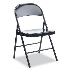 Alera Armless Steel Folding Chair, Supports Up to 275 lb, Black Seat, Black Back, Black Base, 4/Carton - 1 of 4
