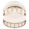BENCMATE Beds, Patio Outdoor Daybed with Canopy and Cushions, Clamshell Sectional Bed for Backyard, Porch, Pool Round Bed, Beige, 53.1"*55.5"*49.2" - 3 of 4