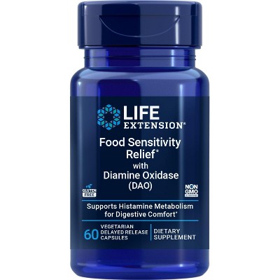 Food Sensitivity Relief with Diamine Oxidase (DAO) by Life Extension  -  60 Vegetarian Delayed Release Capsules