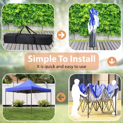 Blue 10x10 Waterproof Pop Up Canopy Tent with Sand Bags