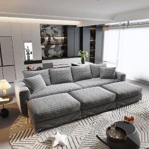 Kumasinova Corduroy Cloud Sofa with Cushions, Convertible Sofa Lounge Chair, Plush Modern 4-Seat Sofa, Easy Assembly, Couches for Living Room - 1 of 4