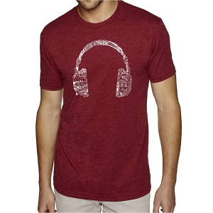 LA Pop Art Men's Premium Blend Word Art T-shirt - HEADPHONES - LANGUAGES - 1 of 4