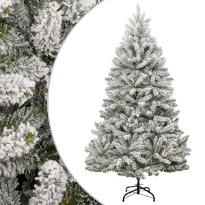 vidaXL Artificial Hinged Christmas Tree - Lifelike PVC Tips with Flocked Snow, Durable Metal Stand, Easy Assembly, - 1 of 4