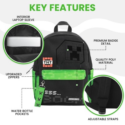 Minecraft TNT & Creepers 16.5” Adult Black Backpack — фото 2