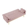 TIRAMISUBEST Grey Velvet Futon Sofa Bed-Convertible Sleeper with Gold Legs & Cup Holders for Living Room, Office, or Guest Room - 3 of 4