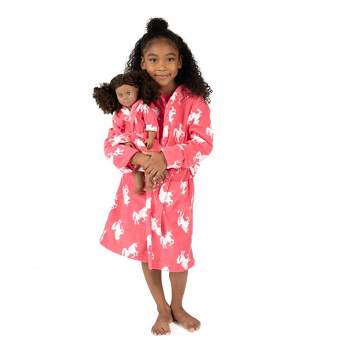 Leveret Girl and Doll Matching Fleece Hooded Robe