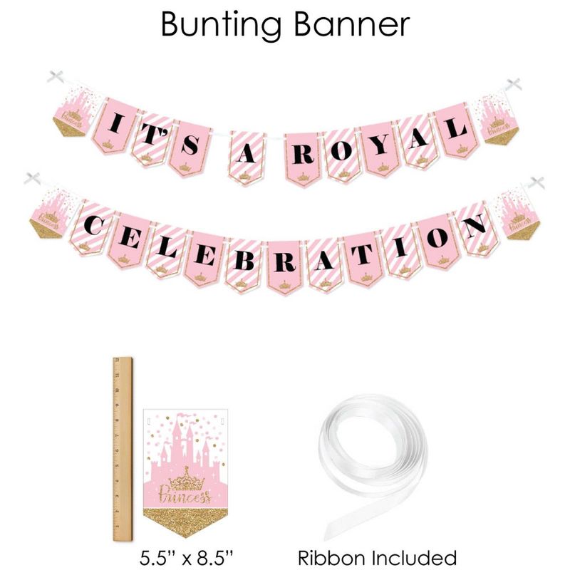 Big Dot of Happiness Little Princess Crown - Pink and Gold Princess Baby Shower or Birthday Party Supplies - Banner Decoration Kit - Fundle Bundle, 3 of 9