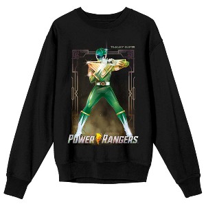 Power Rangers Green Ranger Adult Black Crew Neck Long Sleeve Sweatshirt - 1 of 4