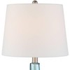 360 Lighting Ronald Modern Coastal Accent Table Lamp 22" High Blue Textured Glass Nickel Pole White Drum Shade for Bedroom Living Room Nightstand - 3 of 4