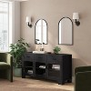 Merrick Lane Three-Drawer Engineered Wood Buffet Sideboard Cabinet with Three Tempered Glass Cabinet Doors for Dining Room/Kitchen - 2 of 4
