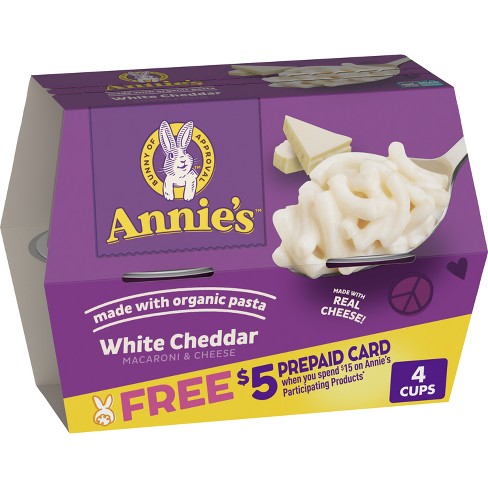Annie's White Cheddar Microwavable Macaroni & Cheese Cup - 8.04/4ct : Target