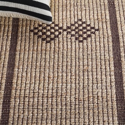 Natural Fiber Flat Weave Southwestern Square Area Rug, 6x6 ft, Natural & Brown
