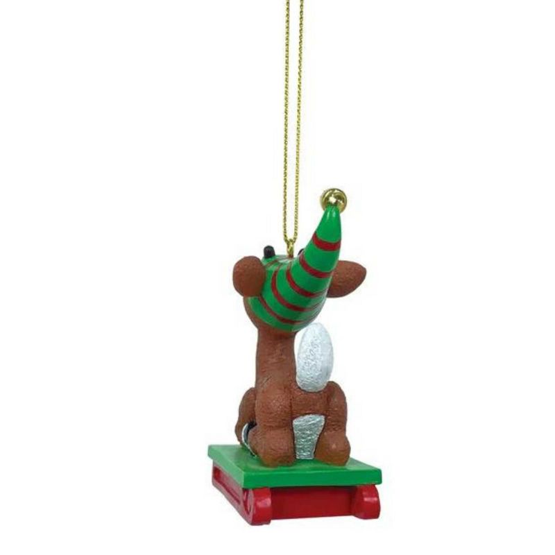 3.0 Inch Rudolph Sledding Ornament Red Nosed Reindeer Tree Ornaments, 3 of 4