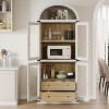 71.4in Arched Bookshelf, Farmhouse Bookcase with Doors and Drawers, Wooden Display Cabinet Rounded Bookcases for Living Room, Kitchen, Office - 4 of 4
